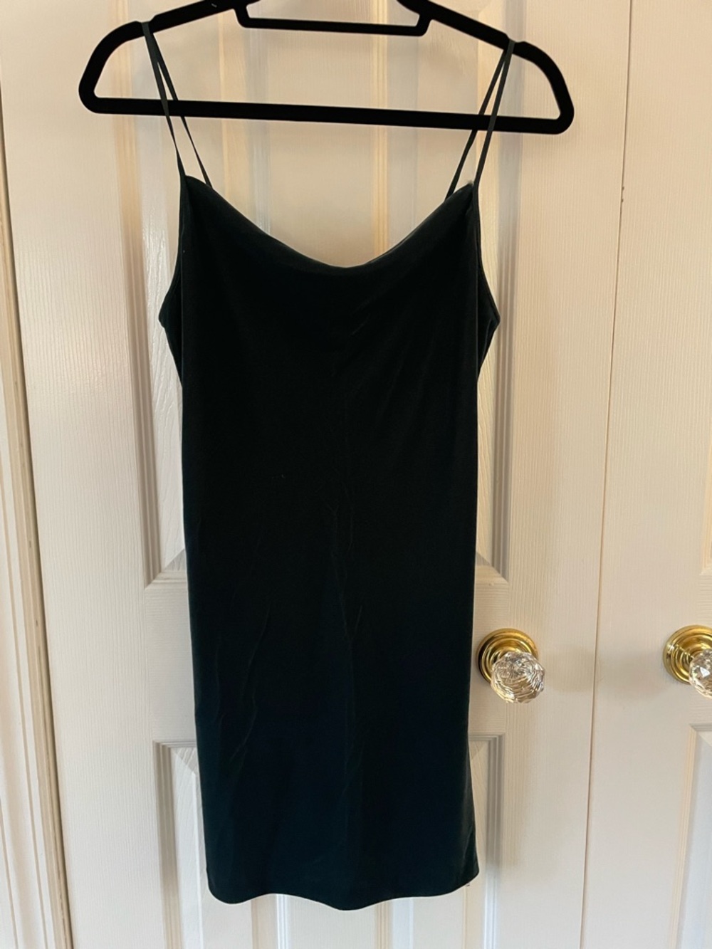 Banana Republic Forest Green Velour Slip Mini Dress with Spaghetti Straps